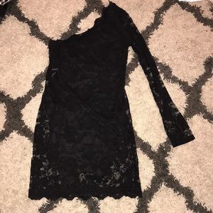 Charlotte Russe black lace off the shoulder dress